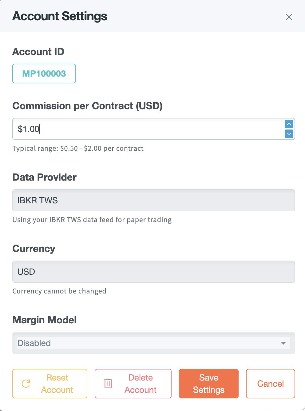 Account Settings Dialog