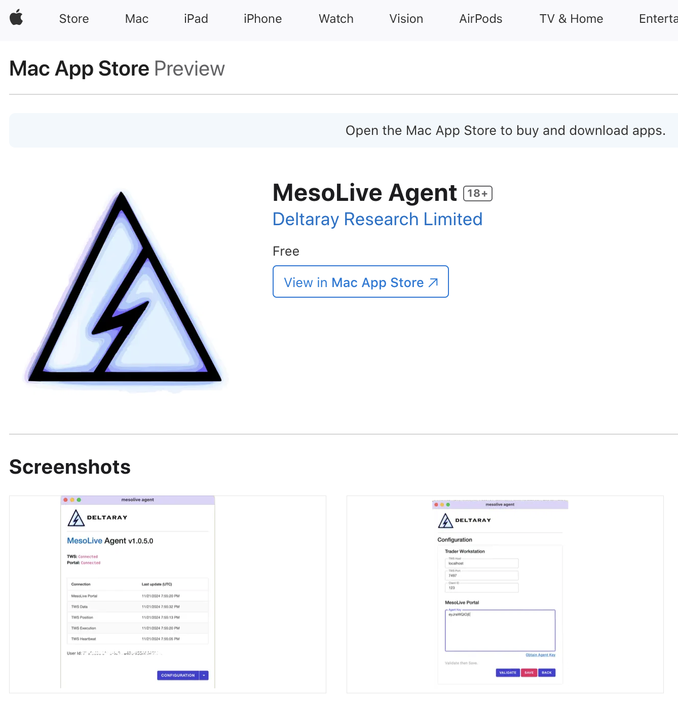 MesoLive-Agent in App Store