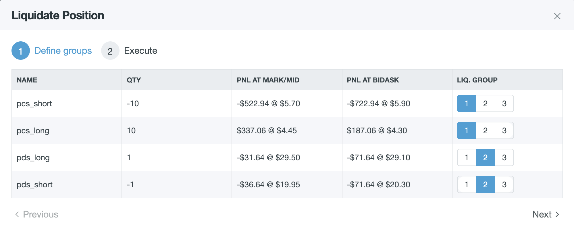 Liquidate - Order Groups