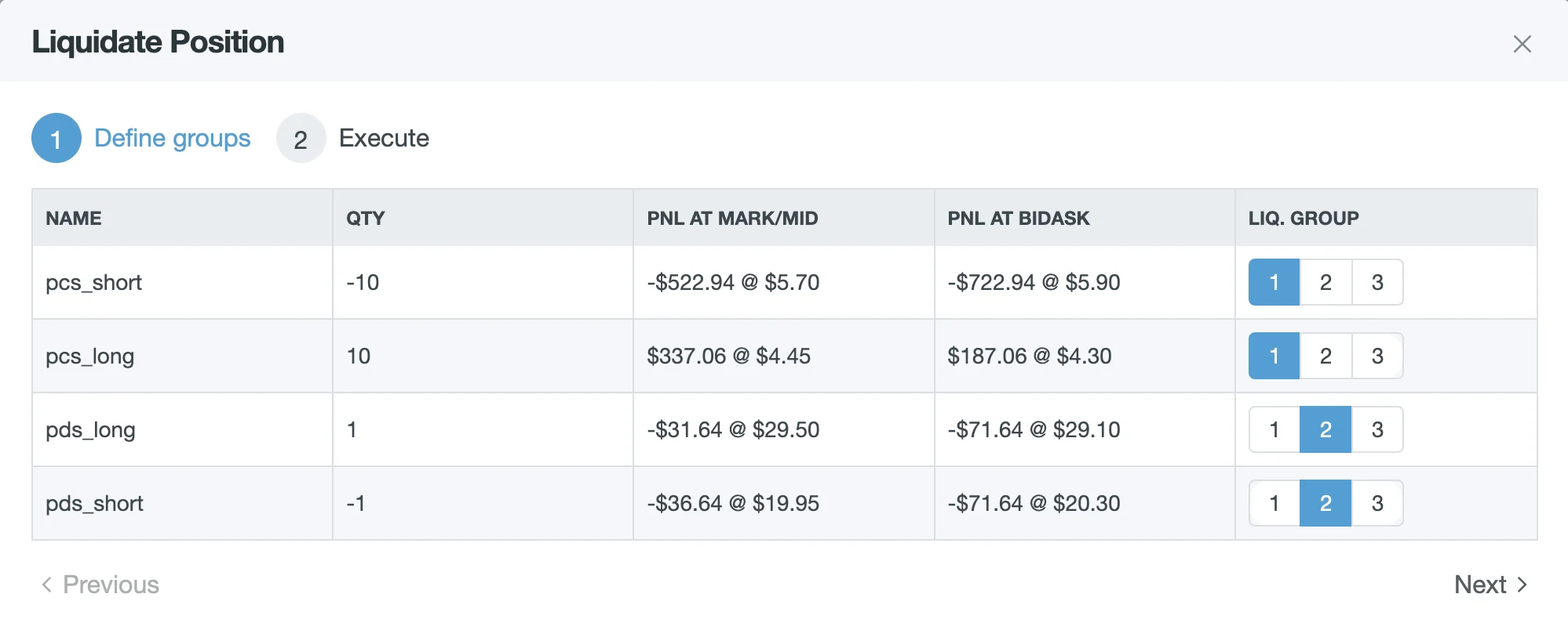 Liquidate - Order Groups