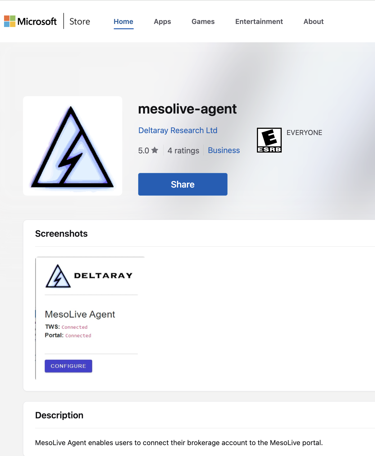 MesoLive-Agent in MS Store