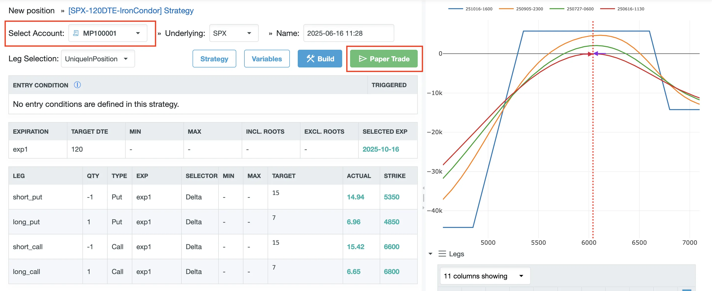 Paper account selection