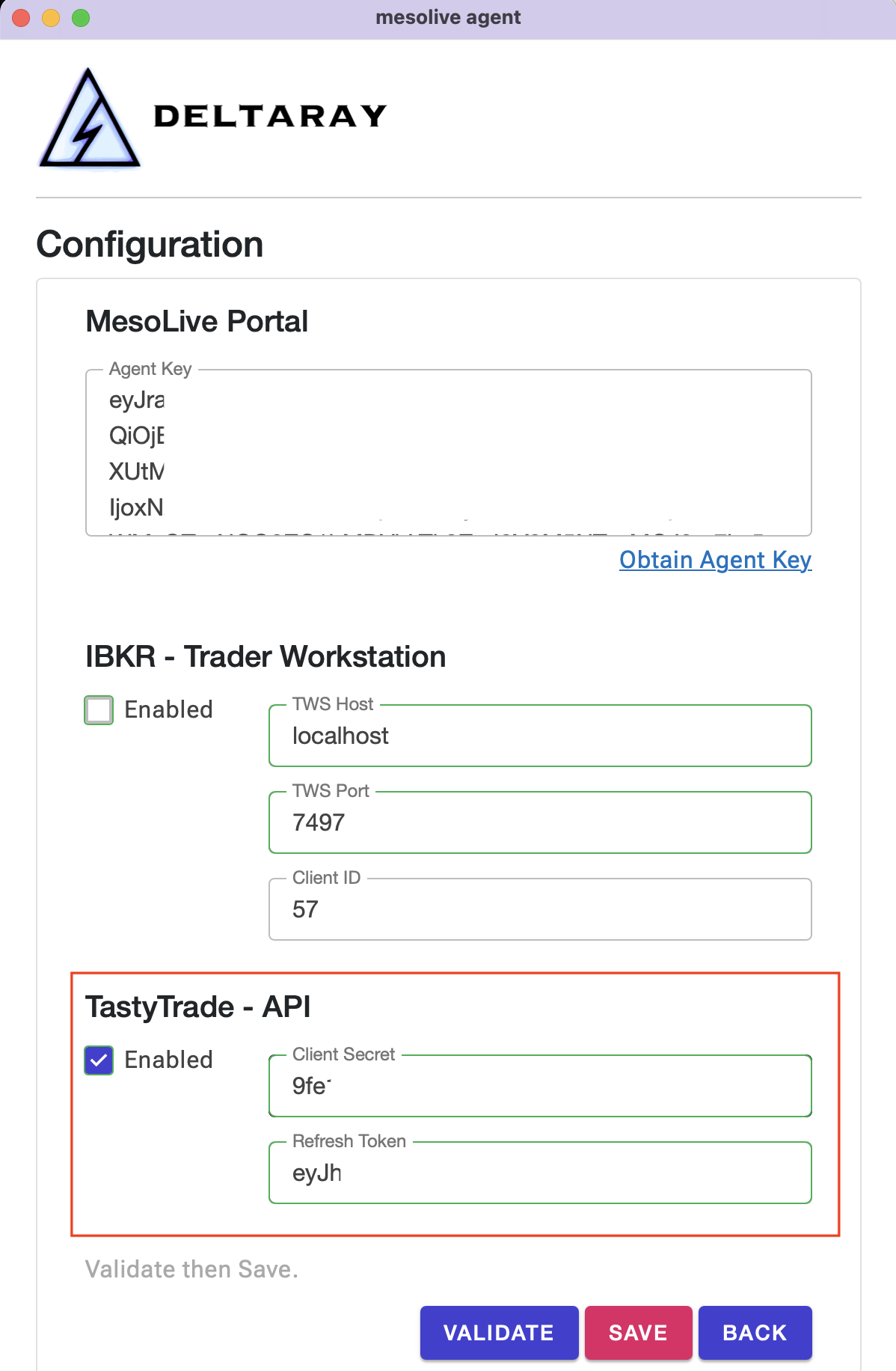 Tasty MesoLive Agent Config